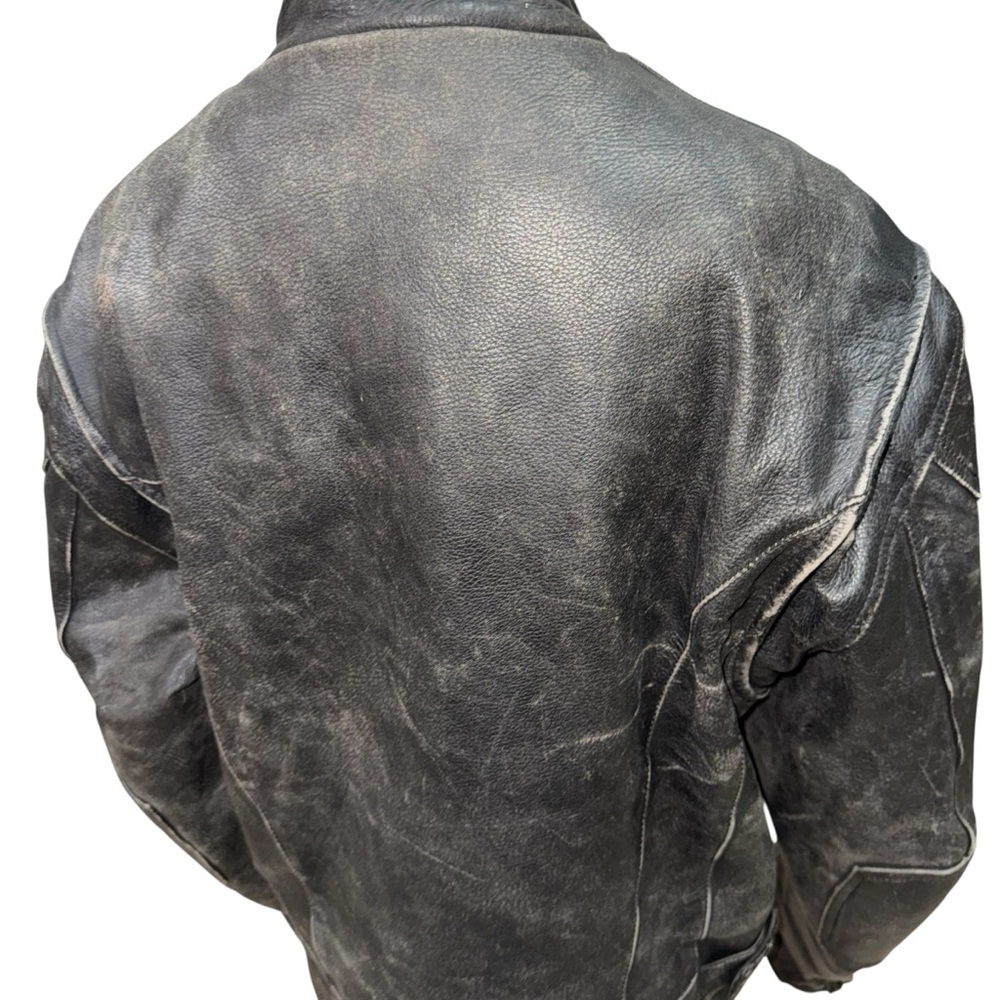 River Road Vintage Men's Size 44 Leather Motorcycle Jacket Heavy Wear Biker - Picture 8 of 10